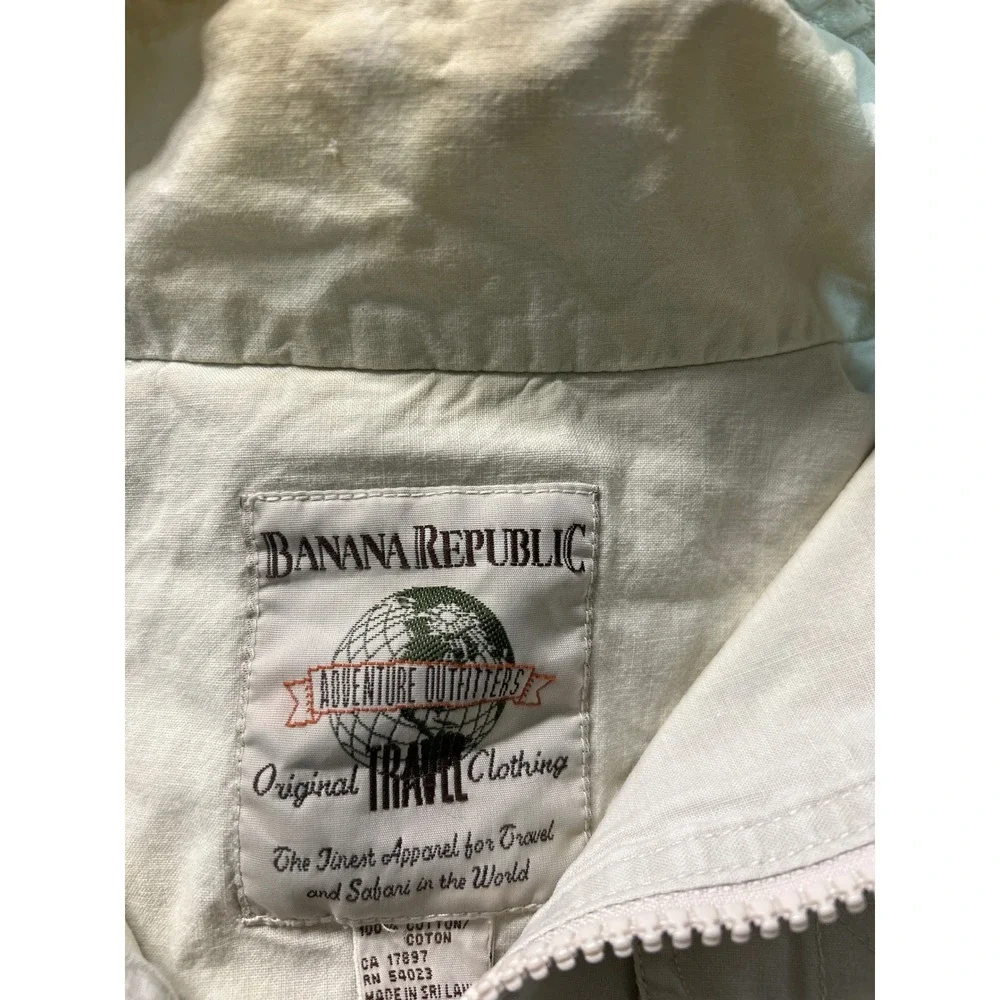 Banana Republic Khaki  Vest‎ Hooded Multi Pocket Zip Up Sleeveless Men Siz L